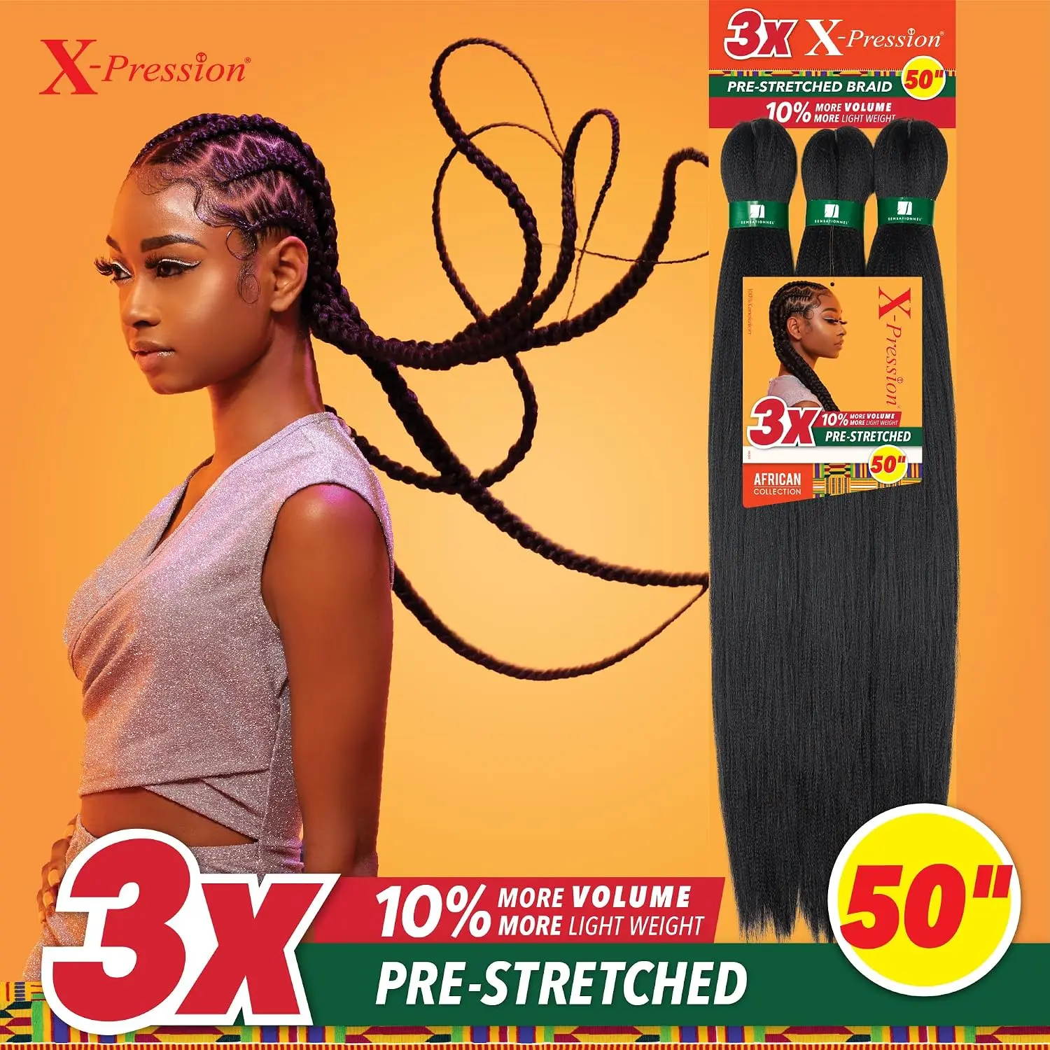 3X X-PRESSION PRE-STRETCHED BRAID 50  1B