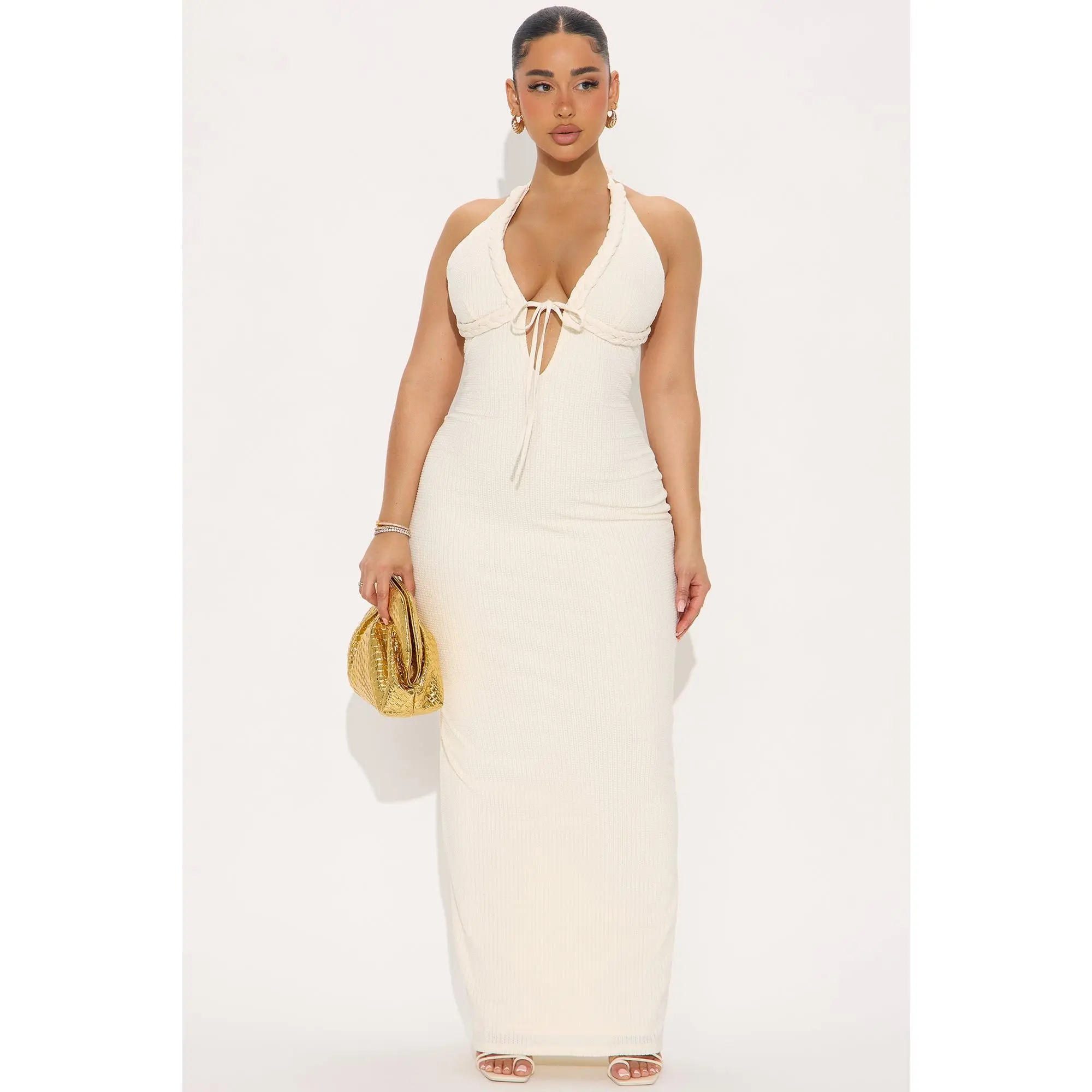 Take Me Back Textured Maxi Dress - Cream