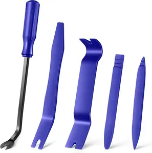 5 pcs Auto Trim Removal Tool Kit, No Scratch Plastic Pry Tool Kit - Interior Door Panel Clip Fastener Removal Set for Vehicle Dash Radio Audio Installer (Blue)
