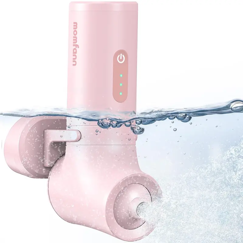 Momfann Portable Bath Tub with 360° Jets, 4*2200mah Cordless Design, 3-Level Customizable Bubble & Jet Modes, Removable Washable Bath Therapy Spa, Pink Self Care Gadgets for Women, Camping Gifts for Women, Cool Gifts for Adults