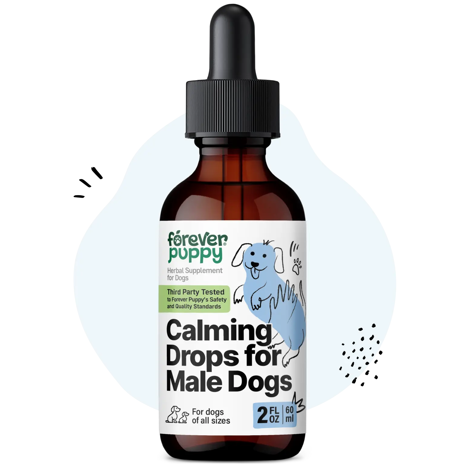 Calming Drops for Male Dogs - Pure Ashwagandha & Passion Flower Extract for Composure - Liquid Relaxing & Mood Support Supplement for Dogs of All Breeds & Sizes - 2 oz