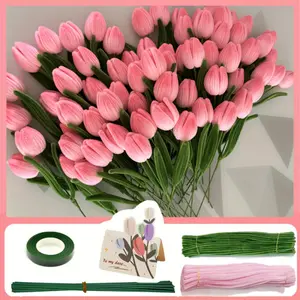 212-piece tulip craft kit in pink tones, used for DIY craft decoration, suitable for holiday gifts, craft enthusiasts, and beginners