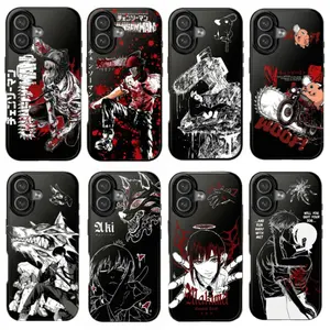 Hot Anime Chainsaw Man Demon Manga Tough Black Phone Cases For iPhone 17 16 15 14 13 12 11 Promax Pro Max Plus Air Shockproof Protective Cover Best Gifts of Christmas Halloween Birthday Valentine