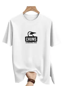Chums Classic Bird Logo T-Shirt, Outdoor Camping Style, Loose Short Sleeve, Casual Fitted Long Top, Daily Commute & Streetwear