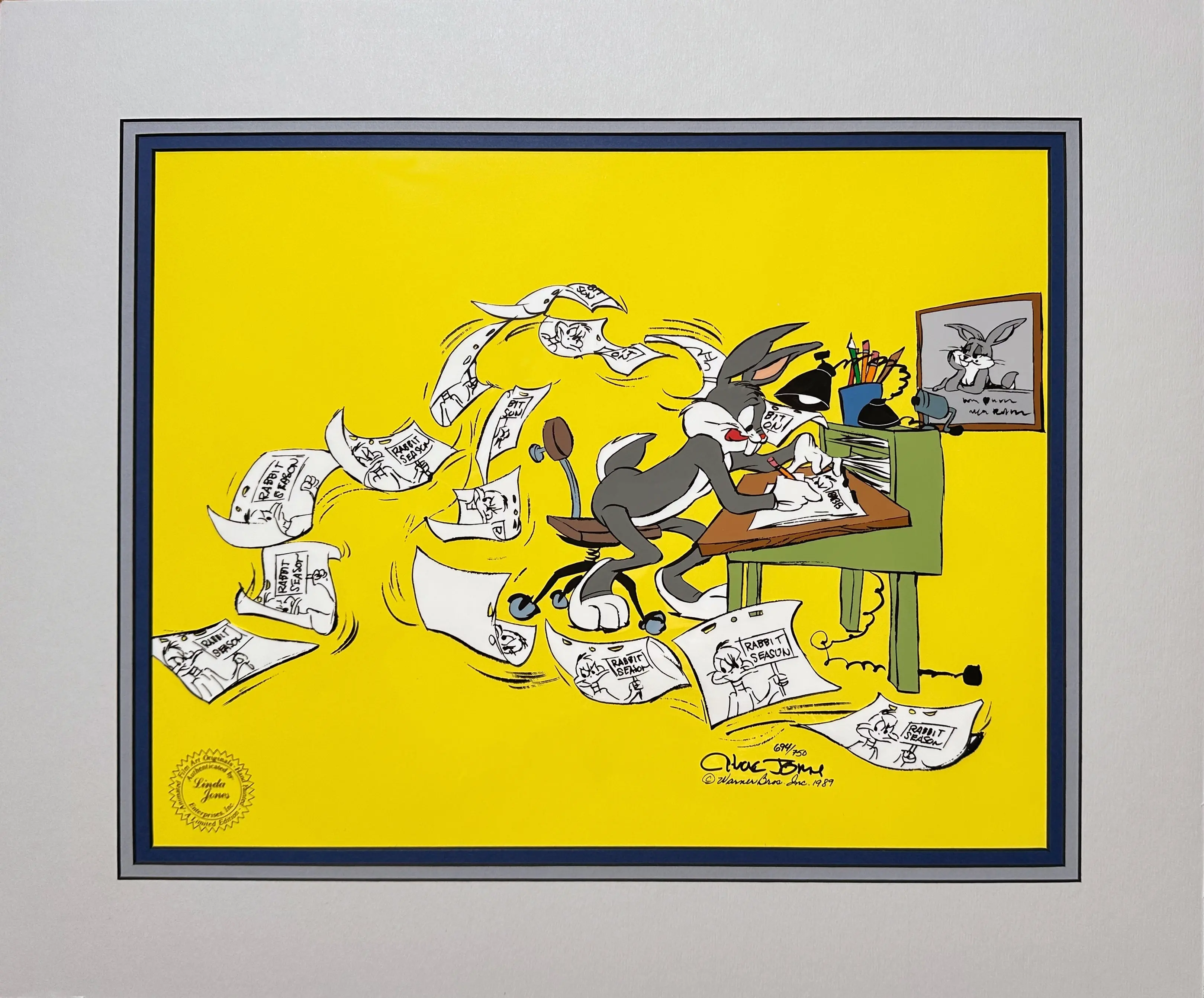 Bugs Bunny Director Chuck Amuck Chuck Jones SIGNED Limited Edition Cel of 750 Looney Tunes Warner Brothers 1989 Matted OH