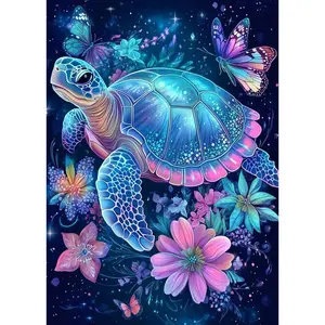 Turtle Cross Stitch Kits for Adults - Stamped Crossstitching Kits Preprinted 11 Count Cross-Stitch Kit for Beginner, 11CT Prestamped Easy Pattern Needlepoint Kits Crafts for Decor