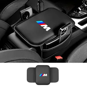 PU Leather Car Armrest Box Pad Auto Armrest Mat For BMW M Emblem E46 E36 E34 F10 E90 F30 E60 F30 E53 E30 E92 E87 Interior Accessories