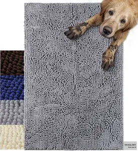 Absorpmax Dog Door Mat - Waterproof and Washable Mud Trapper Rug for Indoor Entryways, 35" x 25", Grey