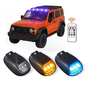 Car Solar Roof Strobe Light No Drill Wireless With Remote Control Color-Changing Cab Signal Lamp Warning Anti-Collision Pilot Light for Car Truck SUV