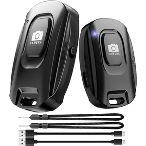 2 Pack Rechargeable  Camera Remote Shutter for  and Android Smartphones,  Phone Remote Control,Selfie Button for Photos and Videos   and Wrist Strap Included