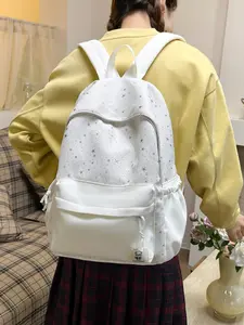 Aesthetic Starry School Backpack for Girls - Large Capacity Student Bookbag, Kawaii Laptop Bag with Star Prints, Trendy 2026 Rucksack