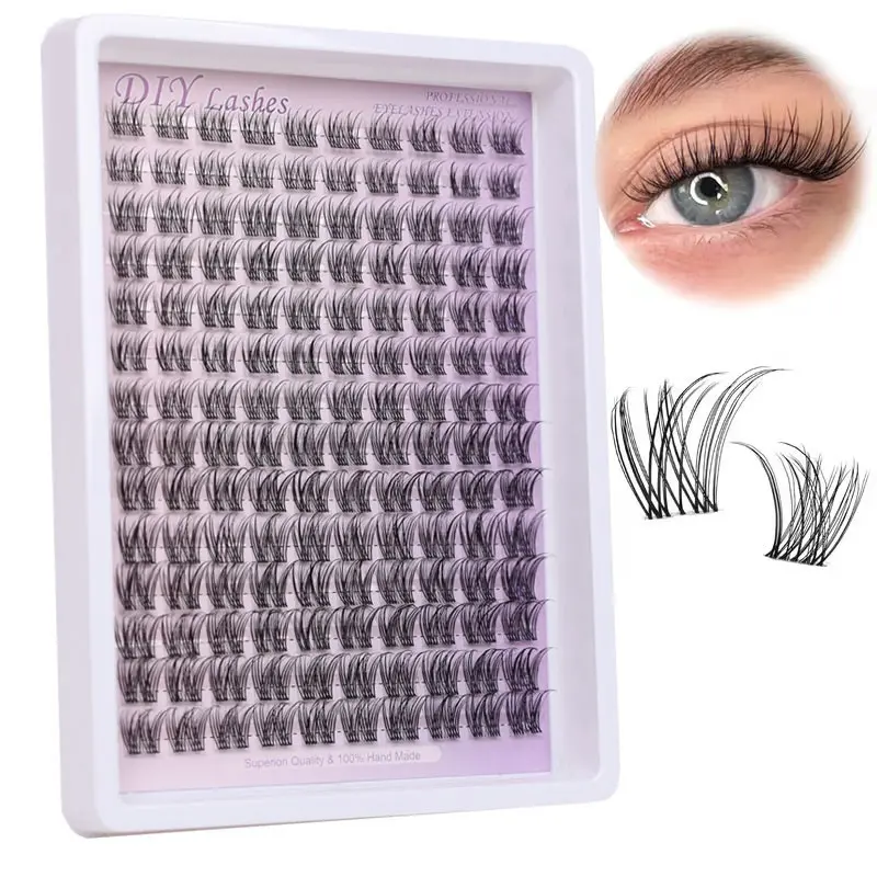 140 natural fluffy cosmetic eyelash clusters, Diy Individual Lashes, Wispy Lashes, slim realistic simulation effect, 8-16mm soft thin band, reusable, suitable for beginners to wear on holidays, Beginner Friendly Lashes, Fluffy Eyelashes Cluster, Makeup