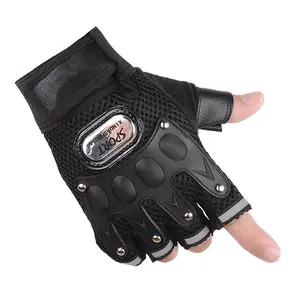 Sporty Fingerless Gloves with Breathable Mesh Secure Grip Reinforced Palm Adjustable Wrist Strap for Cycling Weightlifting Workout
