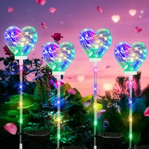Outdoor Solar Garden Lights, Solar Landscape Lights, Upgraded Colorful Heart Atmosphere Lamp, Spring Valentine's Day Decorations, Yard Path Lawn Party Gift, Pathway Lights