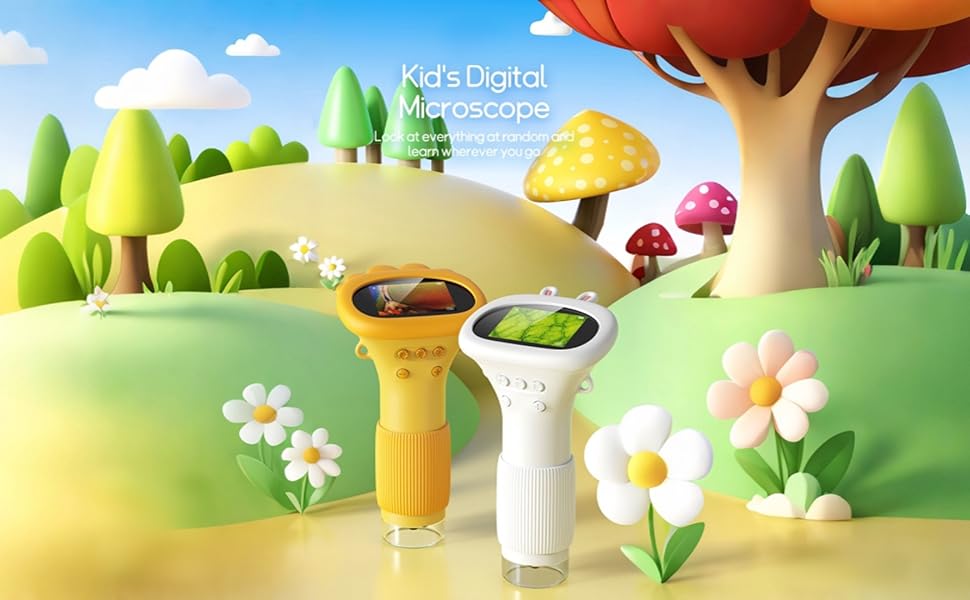 Microscope for Kids, SKYBASIC 2" IPS Screen 1000X Handheld Digital Microscopes HD Pocket Portable Mini USB Microscope Camera, PC Compatible, Science Edu Fun Birthday Gifts Toys for Children Students