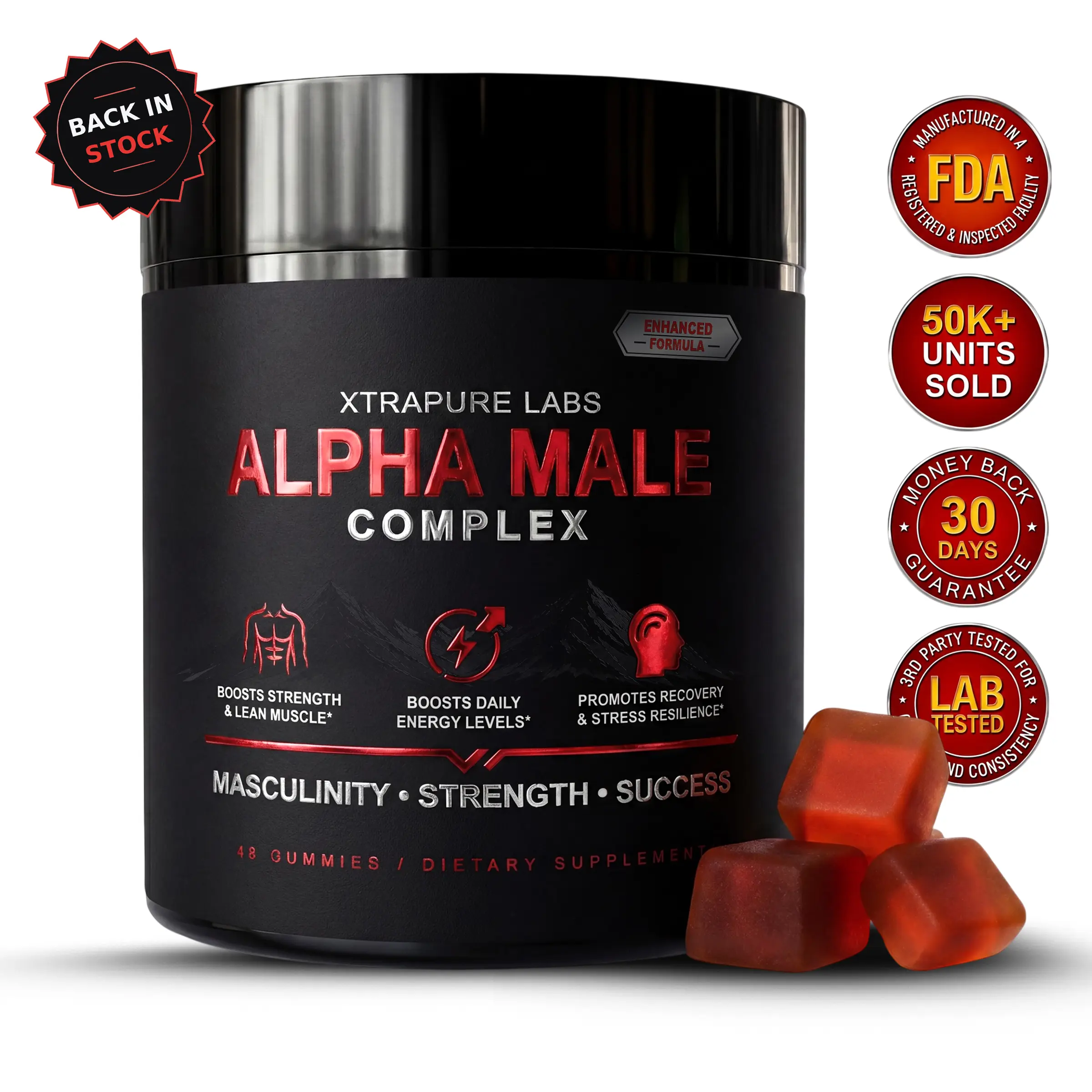 Alpha Male Complex – Clinically Dosed High Potency Men's Health Supplement | Tongkat Ali, Shilajit, Turkesterone & More