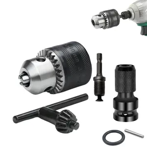 3/8” Drill Chuck Adapter | Chuck Drill for Impact Drivers with 1/4 Inch Quick Change Shank | Drill Converter Includes 1/2-Inch Adapter for Impact Guns | Hex to Chuck Drill Bit Adapter