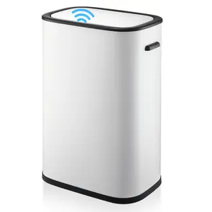 GARVEE 15 Gallon 55L Automatic Motion Sensor Stainless Steel Kitchen Trash Can with Lid, Touchless Electronic Smart Garbage Bin for Kitchen and Office Use, Rectangle Waste Container