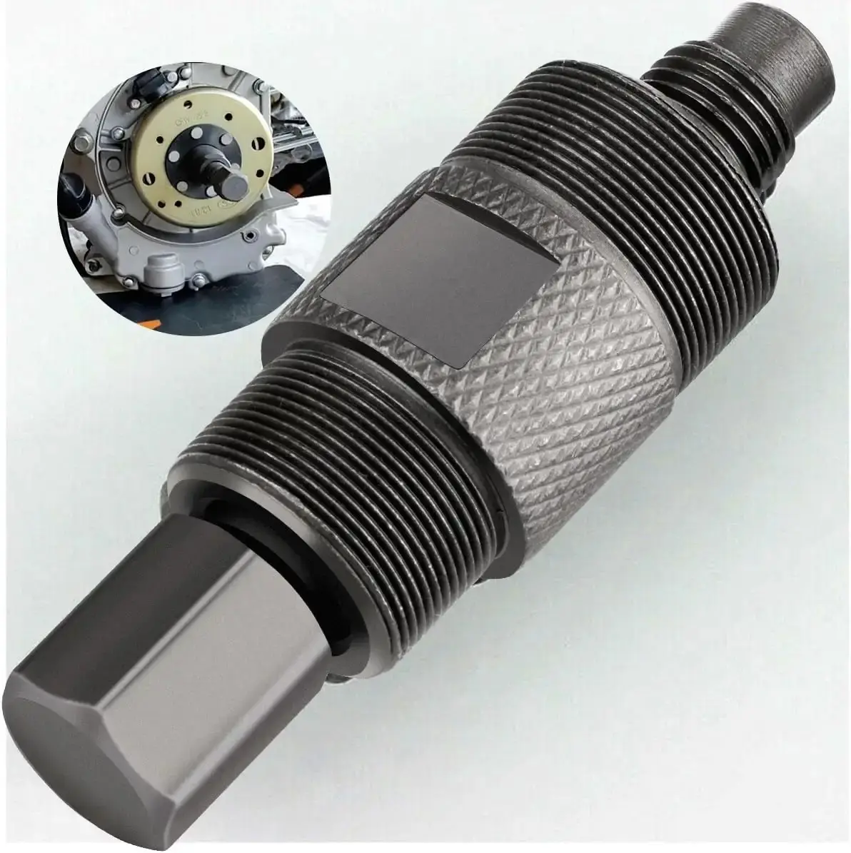 CNC Precision Machined Magneto Flywheel Puller Handheld Tool - 24mm-27mm Dual-Size Thread-Safe Sturdy Stator Remover for GY6 50/125/150cc Mopeds, Magnetic Steel Small Engines