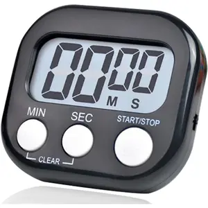Small Digital Timer for Kitchen Cooking Baking  Office Meeting Multi-Function Count Up Countdown  Backing and /Off  Desk  Timer (Black)