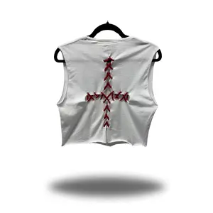ROAD RASH STITCHED RED CROSS WHITE CROP TOP