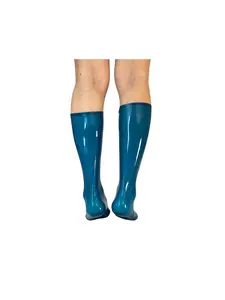 Latex Women's Sheer Blue Calf Stockings Personal Party