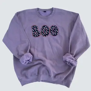 Large Unisex Crewneck Sweatshirt- Hand Embroidered Reverse Applique Crewneck Halloween Theme