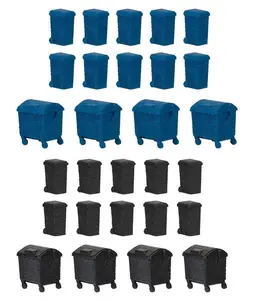 Faller N 272919 Garbage Dumpster Set Kit, 8 Dumpsters on Wheels, 20 Wheeled Garbage Bins