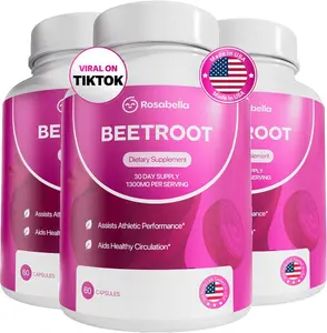 3 Bottles of Rosabella Organic Beetroot Capsules (1300mg) for Blood Flow & Heart Health