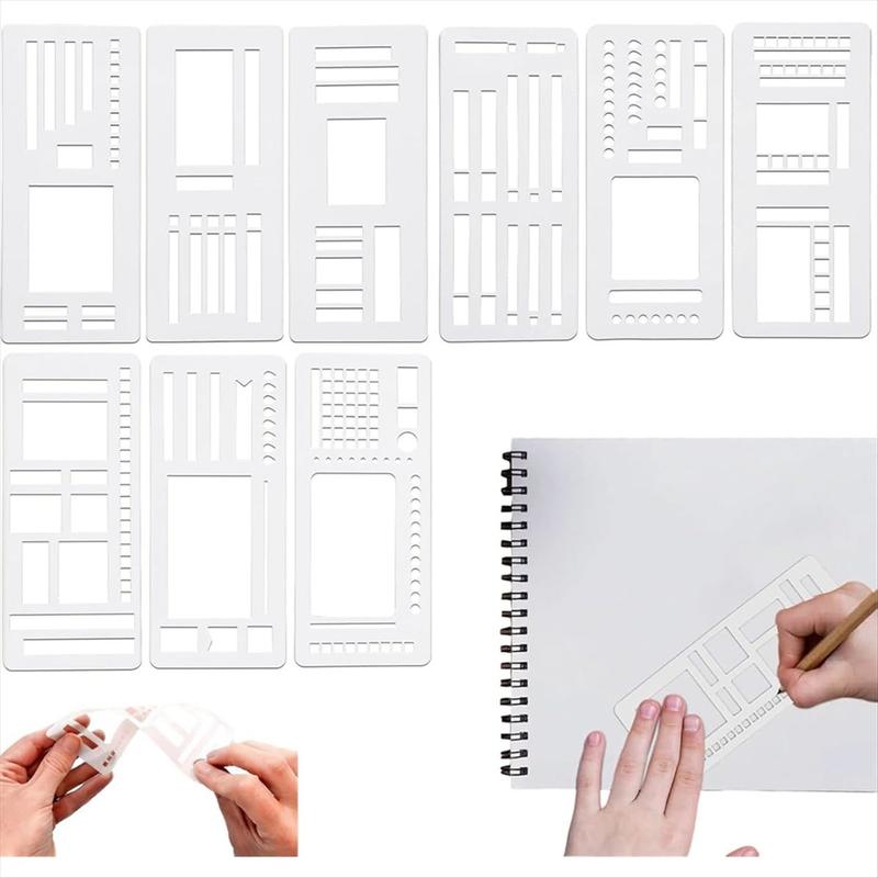 9 Pack Handmade Flexible Record Template Planner Stencils Set Reusable Drawing & Lettering Templates for DIY Craft Christmas New Year Home Use