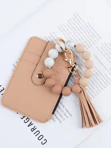 Boho Style Beaded & Tassel Decor Keychain, Fashionable Silicone Beaded Keychain for Women & Girls, Trendy All-match Keychain for Birthday Gift, Bohemian Keychain