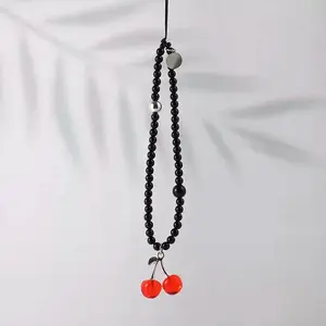Cute Cherry Design Beaded Phone Chain, Phone Charm, 1 Count Fashionable Phone Lanyard, Universal Phone Wrist Strap, Phone Accessories for Women & Girls