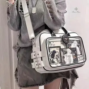 Y2K Cute Lolita Ita Bag Large Capacity Shoulder Crossbody Bag Kawaii Girls Transparent Messenger Bag DIY Display Casual Handbags