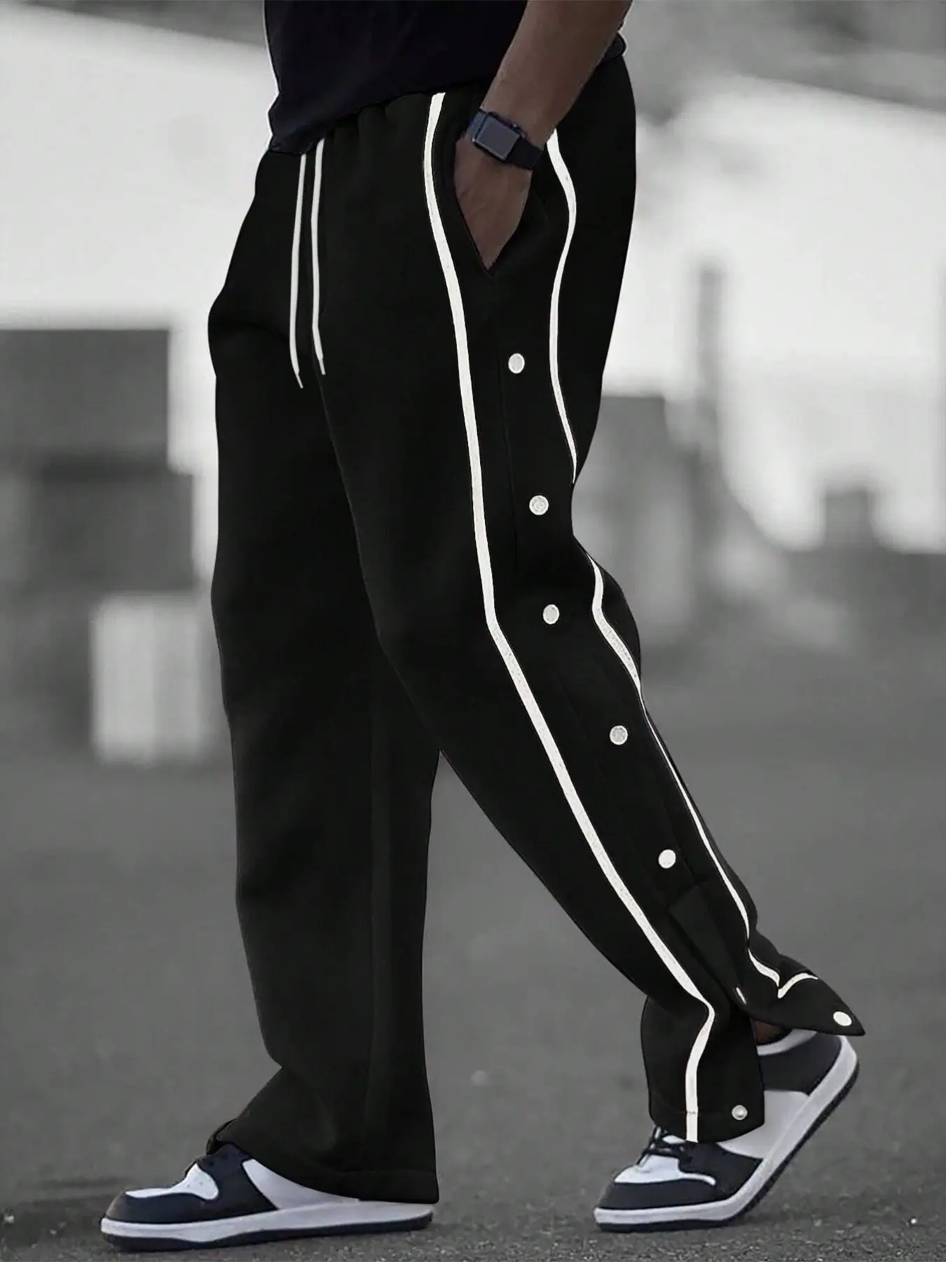 Men's Drawstring Waist Sport Pants, Fall & Spring Casual Regular Fit with Pockets, Long Pants, Athletic Casual Pants, Sports Leisure Style, Activewear Pants