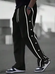 Men's Drawstring Waist Sport Pants, Fall & Spring Casual Regular Fit with Pockets, Long Pants, Sports Bottoms, Sports Leisure Style, Sports Trousers