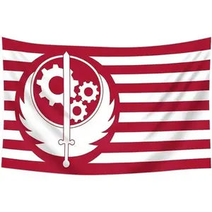 Fallout Brotherhood of Steel Red Banner Flag Hanging Tapestry - Polyester Wall Decoration, Home Decor with Size Options, Ideal for Living Rooms, Great Gift for Fans