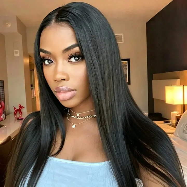CindiRiver 5x5 HD Glueless Wig Human Hair Silky Straight Ready to Go Wig Pre-Cut Lace Pre-Plucked Pre-Bleached Tiny Knots Drawstring Cap 210% Density Lace Front Wig for Black Women#SummerWins #DealsForYouDays