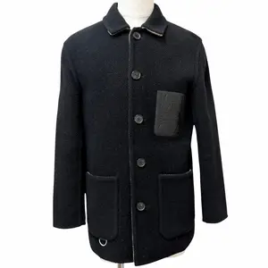 Pre-owned Loewe Wool Small Leather Goods Anagram Calfskin Patchwork Jacket