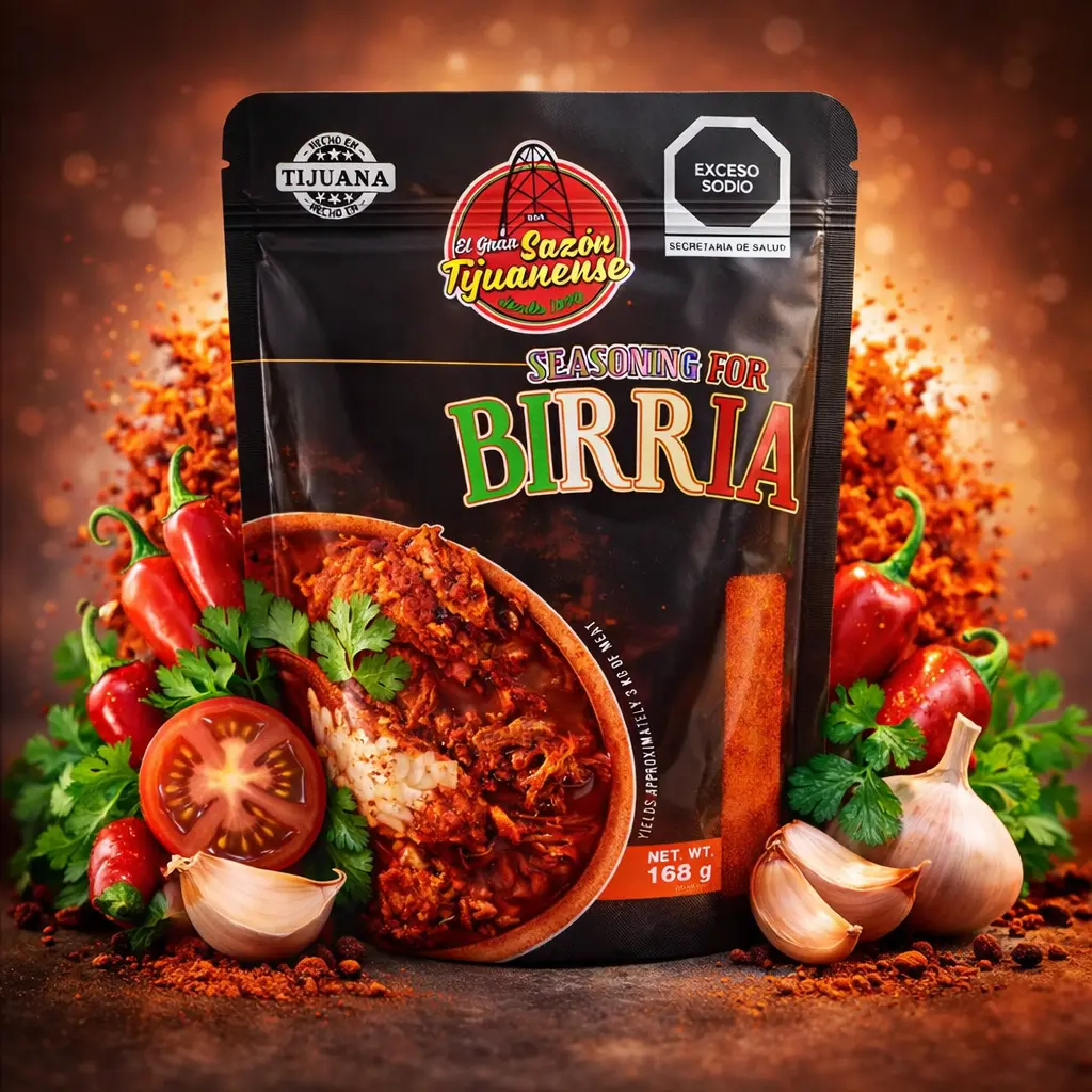 El Gran Sazón Tijuanense Birria Seasoning – Authentic Mexican Birria Spice Blend | Birria Bomb Hecho en Tijuana | Makes Up to 7 LB of Meat | Traditional Birria Recipe | 162g Pouch