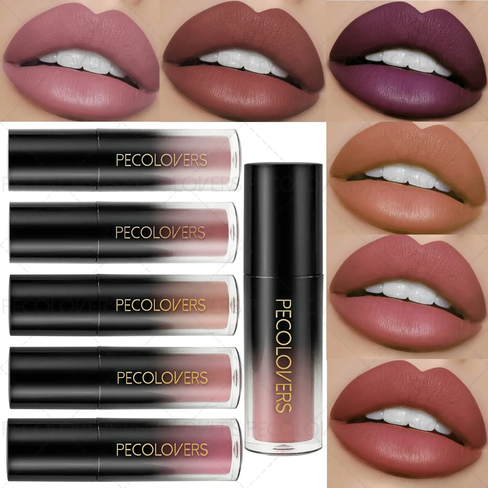 6pcs/set Smooth Application, Lightweight, Non-stick, Glossy, High Pigment, Pink, Brown, Purple, Glossy Cosmetic Makeup, Non-stick Lip Glaze, Perfect Christmas Halloween Gift, Nonstick Lipgloss