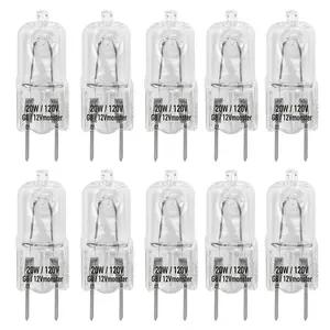 G8 Halogen Light Bulbs 20W 120V, T4 JCD Bi-Pin Base (8mm), Dimmable Warm White, Under Cabinet & Appliance Replacement, 10-Pack Clear Glass Capsule