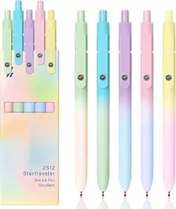 Gel Pens, 5 Pcs Black Ink Pens for Women, 0.7mm Medium Point Smooth Writing Pens with Silicone Grip, High-End Series Metal Clip Retractable Pens for Journaling Note Takings