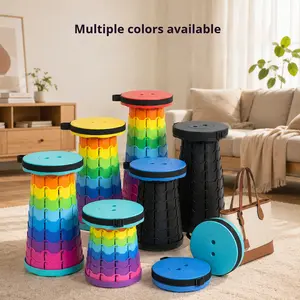 Extra-thick Reinforced Folding Stool Portable Small Multifunctional Rainbow Stool for Outdoor Travel Fishing or Standing in Line Compact & Durable