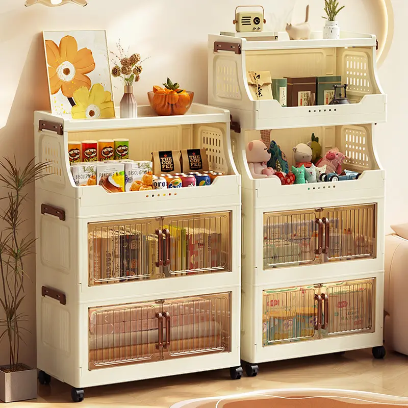 5-Layer Expandable Foldable Storage Organization Rack - Universal 5-Level Shelf Utility Cart with Large Cap, Multifunctional Cabinet for Bedroom Nightstand, Bathroom Storage Cabinet, Five-Level Shelf Utility Carts