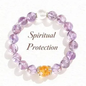 Lucky Purple Crystal Feng Shui Wealth Bracelet Handmade Spiritual Good Luck Beaded Jewelry HEALING Energy Beads for Abundance Prosperity Good Fortune Protection Spiritual Energy Balance & Daily Positive Flow Unisex Perfect Gift for Her