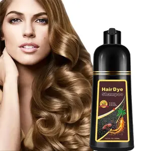 3 in 1  Dye Shampoo Hair Coloring Products Black Ammonia Free Contains Ginseng Extract Dark Brown Coffee for Men & Women Semi-permanent Long-Lasting  in 10-15 Mins 500ml Herbal Ginger Herbal Black Hair Dye Shampoo