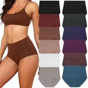 LEVAO 12 Pack Women's High Waist Seamless Underwear, Full Coverage, No Show, Breathable Stretch, Soft Comfortable Briefs (S-XXL)