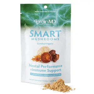 BrainMD - Smart Mushrooms | Mental Performance + Immune Support, Certified Organic - Net weight 90g