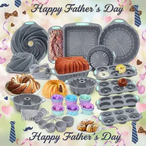 71/46/25-Piece Silicone Baking Set, Non-Stick Kitchen Baking Trays, Includes Cake Pan, Chiffon Cake Pan, Donut Pan, Charlotte Cake Pan, Square Cake Pan, and Loaf Cake Pan. Dishwasher and oven safe，Mother’s Day Gift.  Mother's Day Gifts，SummerVibes