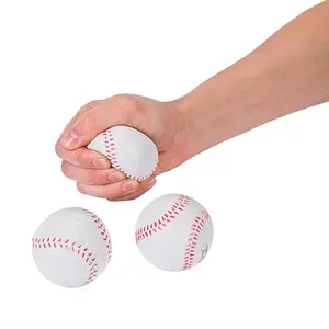 2 1/2" Realistic Baseball Red and White Squishy Stress Balls - 12 Pc.